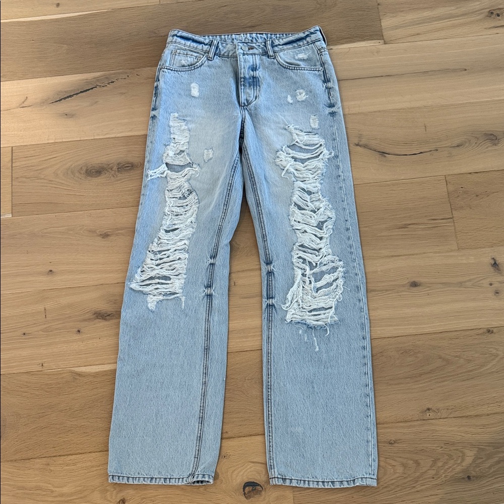 SER.O.YA Light Blue Distressed Straight Leg Jeans